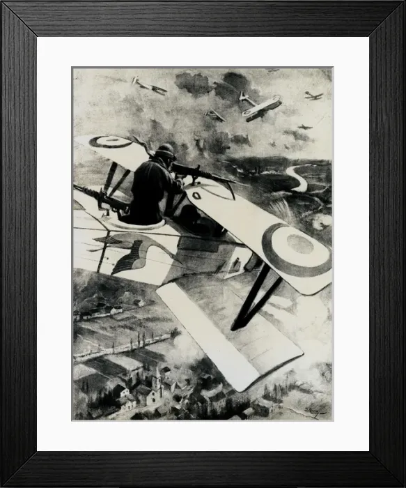 Framed Print : WW1 - British and German aircraft in action, 1917 Framed Print : WW1 - British and German aircraft in action, 1917
