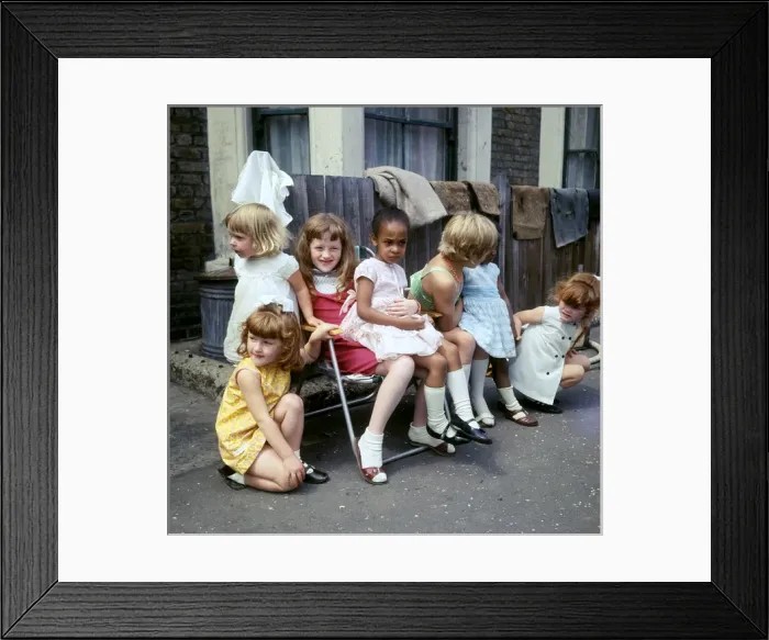 Framed Print : Seven girls on a Balham street, SW London