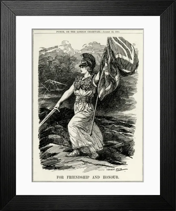 Framed Print : WW1 - Cartoon - Britain Joins In Framed Print : WW1 - Cartoon - Britain Joins In