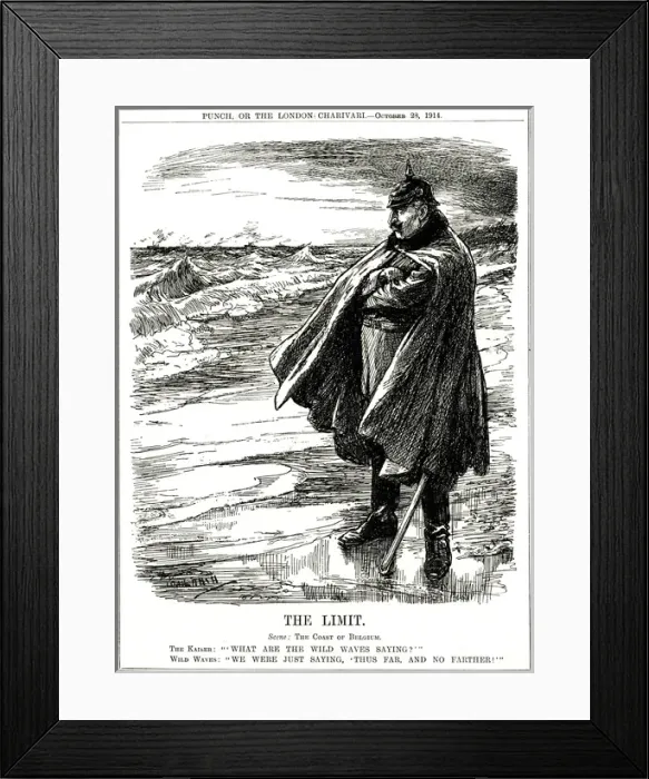 Framed Print : WW1 - Cartoon - Kaiser on North Sea coast Framed Print : WW1 - Cartoon - Kaiser on North Sea coast