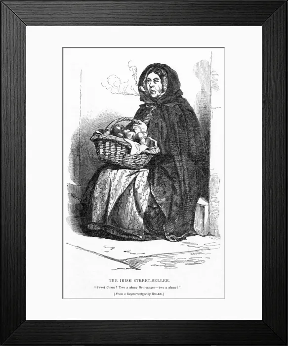 Framed Print : The Irish street-seller: oranges for sale in London, c. 1850 Framed Print : The Irish street-seller: oranges for sale in London, c. 1850