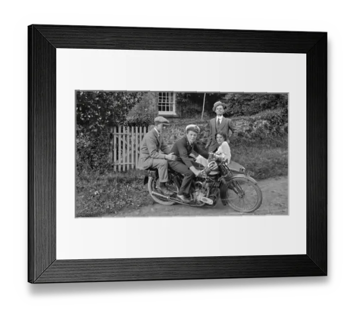 Framed Print : People with motorbike and sidecar Framed Print : People with motorbike and sidecar