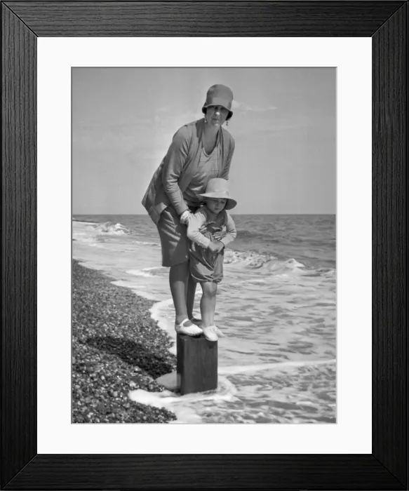 Framed Print : Woman and child at the seaside Framed Print : Woman and child at the seaside