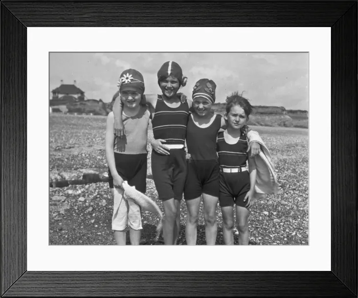 Framed Print : Four children at the seaside Framed Print : Four children at the seaside