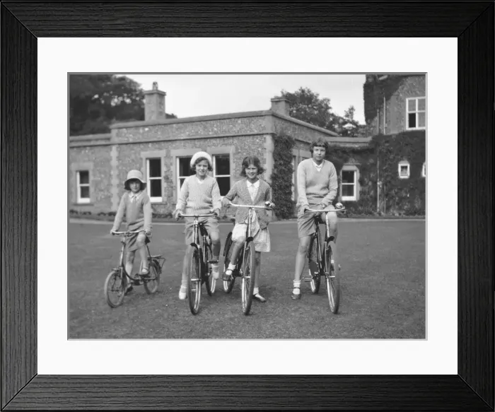 Framed Print : Four girls riding bicycles Framed Print : Four girls riding bicycles
