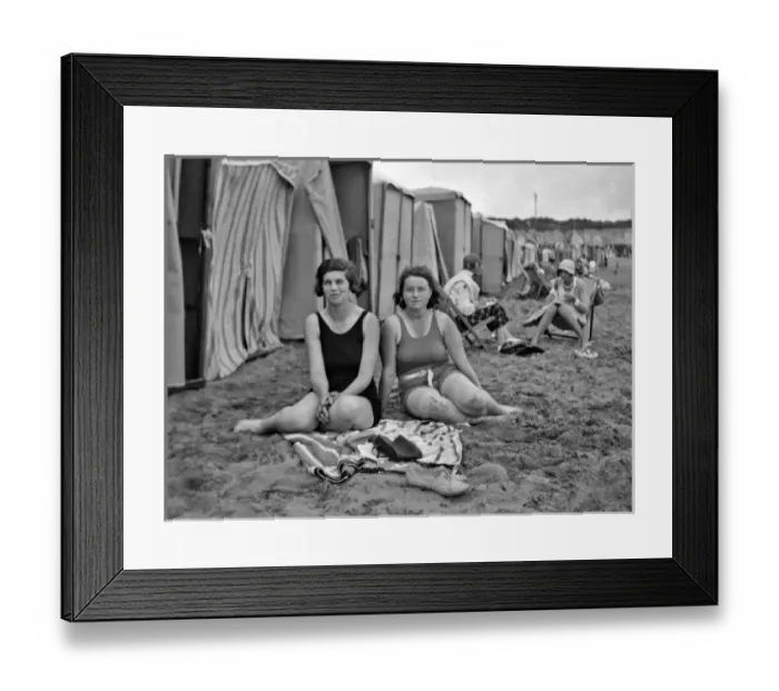 Framed Print : Women on a beach at a seaside resort Framed Print : Women on a beach at a seaside resort