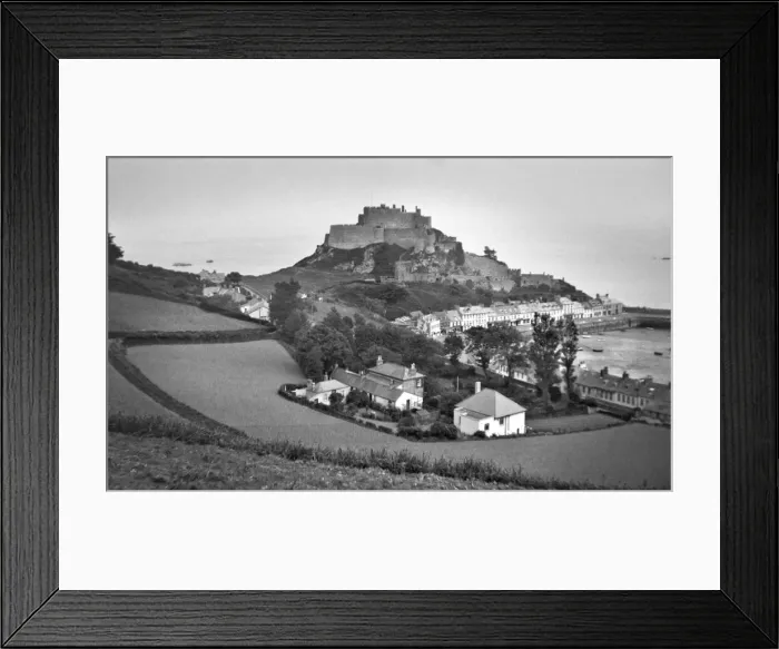Framed Print : View of a seaside resort with a castle on a hill Framed Print : View of a seaside resort with a castle on a hill