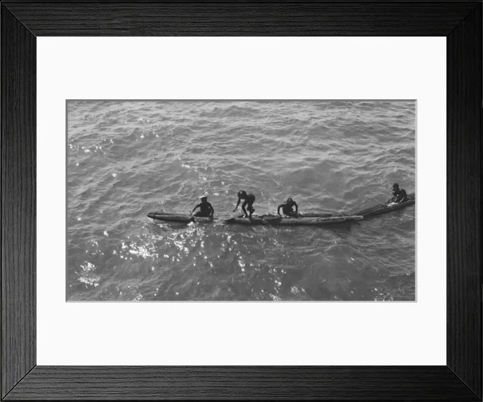 Framed Print : Native boatmen with canoes Framed Print : Native boatmen with canoes