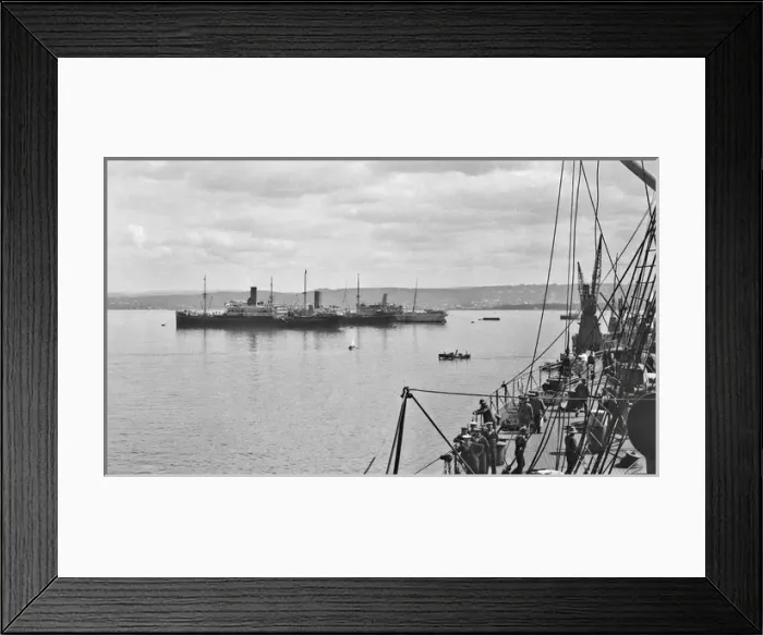 Framed Print : Ships moored near the coast Framed Print : Ships moored near the coast