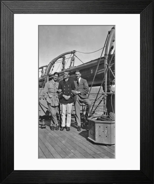 Framed Print : Three men on the deck of a ship Framed Print : Three men on the deck of a ship