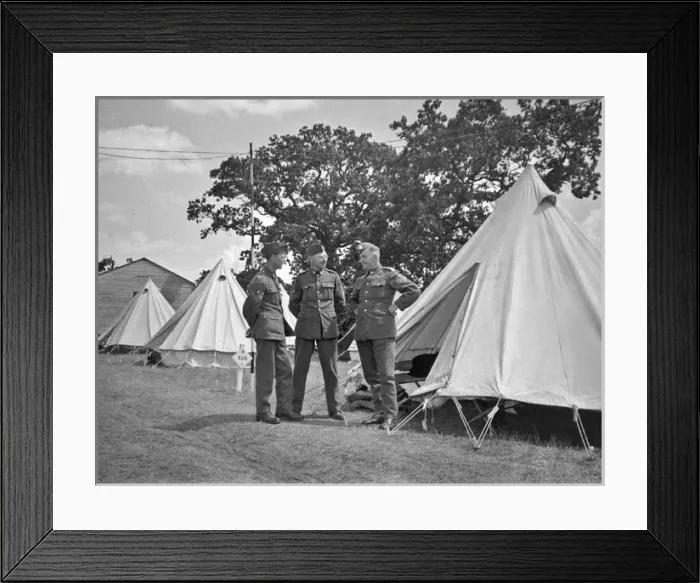 Framed Print : Three soldiers at a camp Framed Print : Three soldiers at a camp