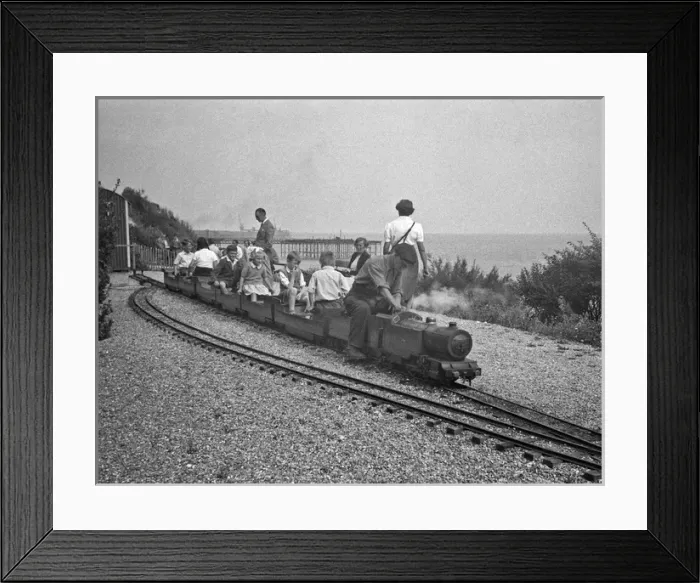 Framed Print : Children on miniature train at seaside Framed Print : Children on miniature train at seaside
