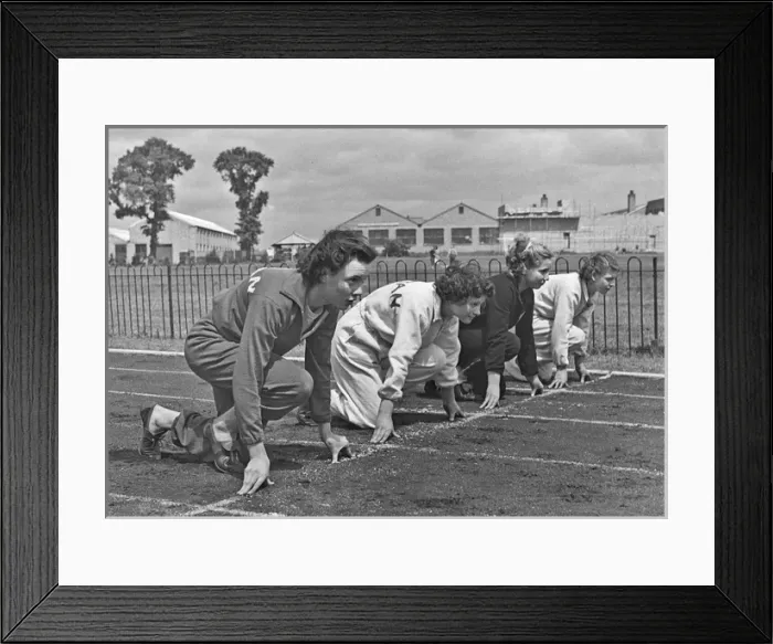 Framed Print : Women athletes on the starting line Framed Print : Women athletes on the starting line