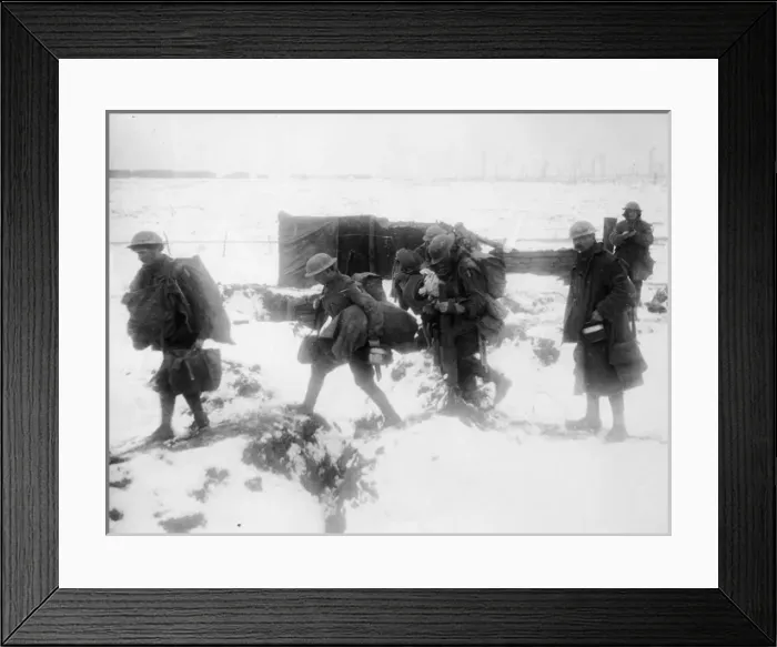 Framed Print : Soldiers in snow on the Western Front, WW1 Framed Print : Soldiers in snow on the Western Front, WW1