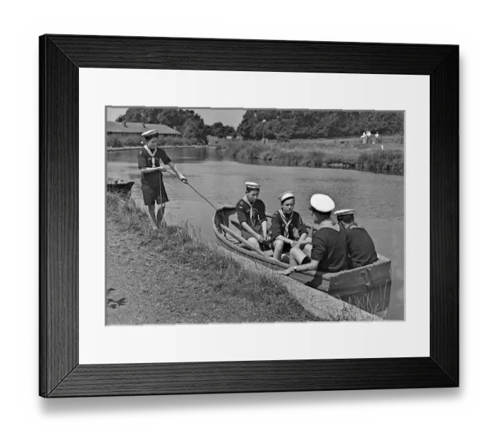 Framed Print : Sea scouts in a rowing boat Framed Print : Sea scouts in a rowing boat