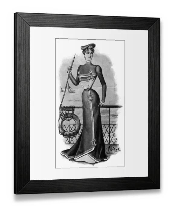 Framed Print : Yachting costume of blue serge Framed Print : Yachting costume of blue serge