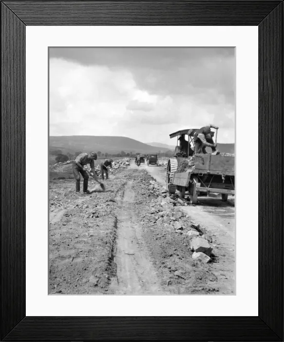 Framed Print : Men engaged in roadworks Framed Print : Men engaged in roadworks