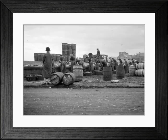 Framed Print : Fishery workers on a quayside Framed Print : Fishery workers on a quayside