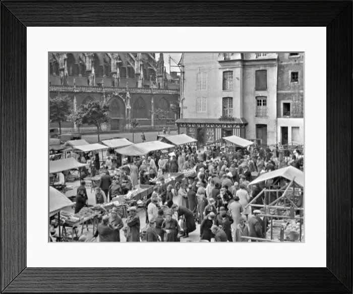 Framed Print : Street market in a town square Framed Print : Street market in a town square