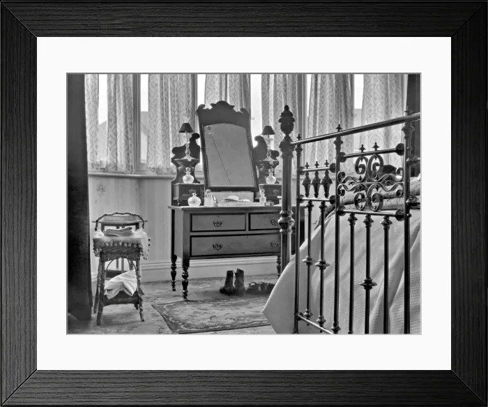 Framed Print : Bedroom interior with dressing table and bed Framed Print : Bedroom interior with dressing table and bed