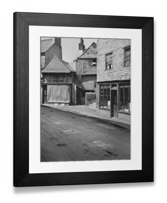 Framed Print : Deserted street with shops Framed Print : Deserted street with shops