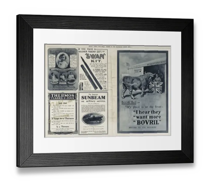 Framed Print : Advertisements in Great War Deeds, Illustrated London News Framed Print : Advertisements in Great War Deeds, Illustrated London News