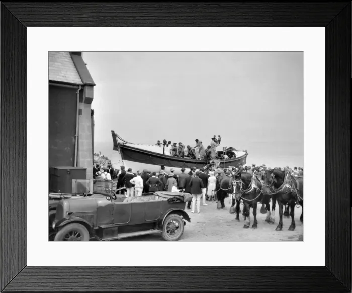Framed Print : People in and around a lifeboat Framed Print : People in and around a lifeboat