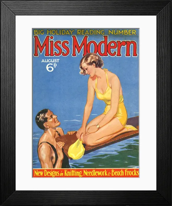 Framed Print : Miss Modern magazine August 1934 by Fred Purvis Framed Print : Miss Modern magazine August 1934 by Fred Purvis