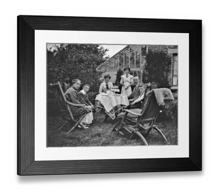 Framed Print : Family group of six in a garden Framed Print : Family group of six in a garden