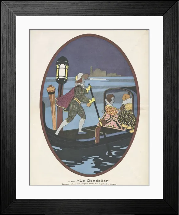 Framed Print : The Gondolier, insert illustration in L Artisan Pratique Framed Print : The Gondolier, insert illustration in L Artisan Pratique