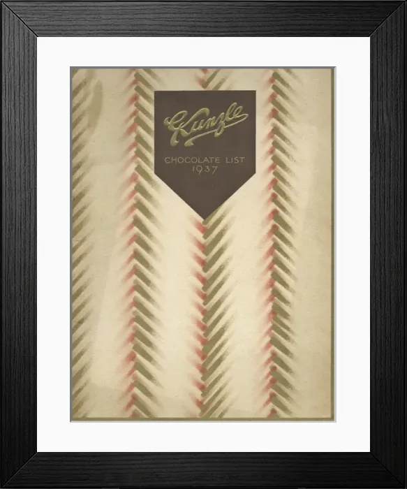 Framed Print : Catalogue cover design, Kunzle Chocolate List Framed Print : Catalogue cover design, Kunzle Chocolate List