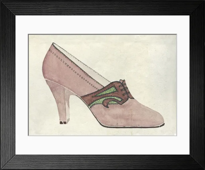 Framed Print : Shoe design in pink and green Framed Print : Shoe design in pink and green