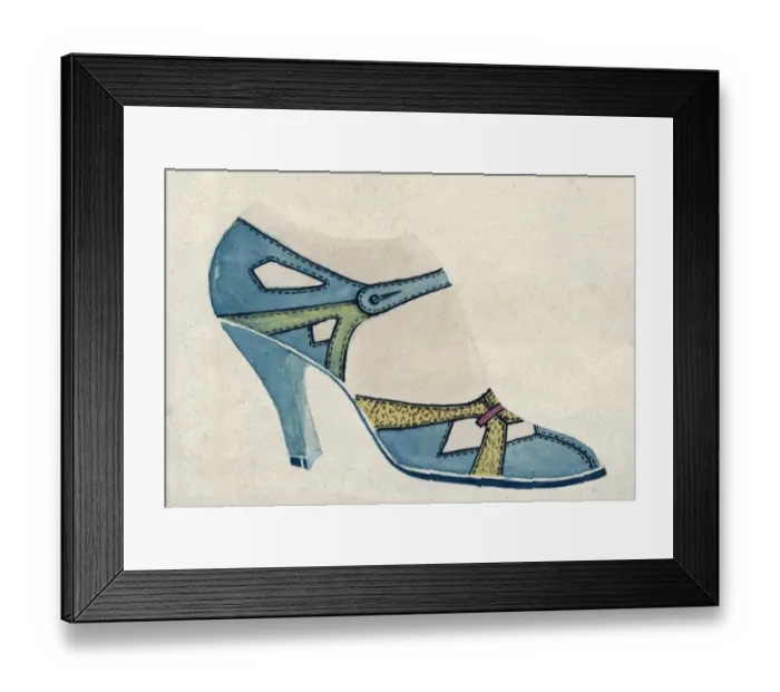 Framed Print : Shoe design in blue and green Framed Print : Shoe design in blue and green