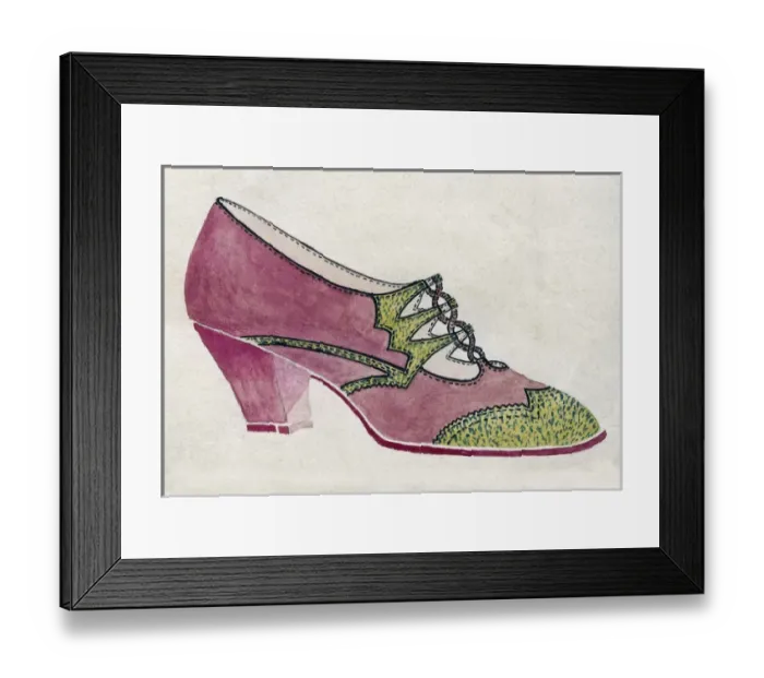 Framed Print : Shoe design in maroon and green Framed Print : Shoe design in maroon and green