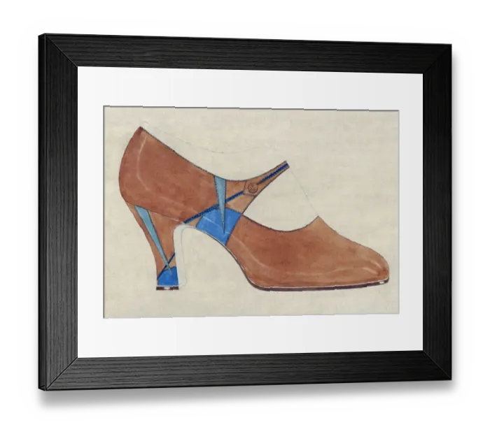 Framed Print : Shoe design in brown and blue Framed Print : Shoe design in brown and blue