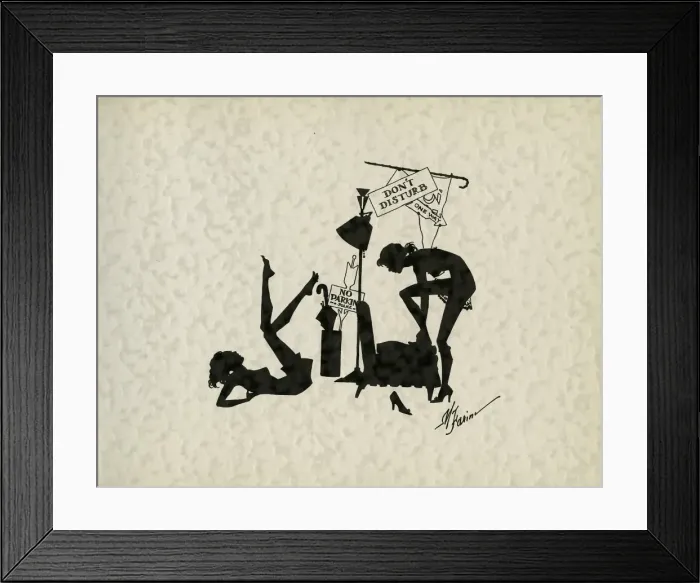 Framed Print : Page design, two young women, School Silhouettes Framed Print : Page design, two young women, School Silhouettes