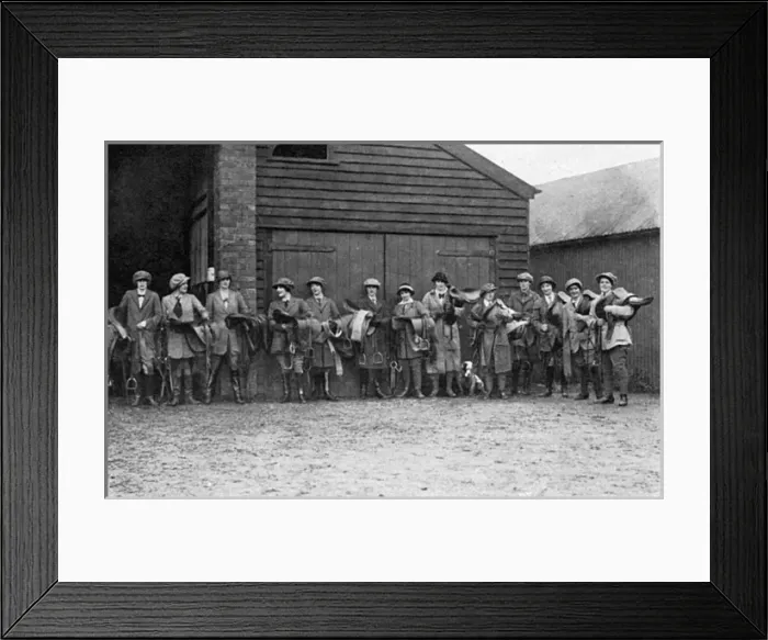 Framed Print : Female Army Remount Workers during First World War Framed Print : Female Army Remount Workers during First World War