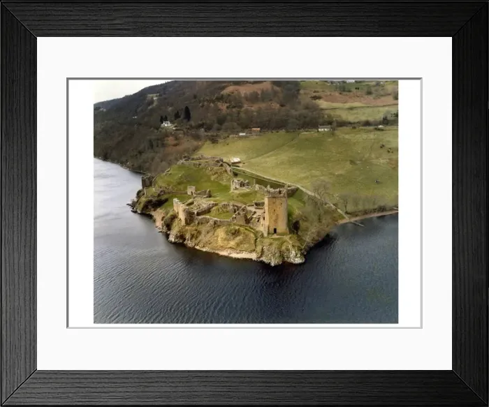 Framed Print : Aerial view of Castle Urquhart, Loch Ness, Scotland Framed Print : Aerial view of Castle Urquhart, Loch Ness, Scotland