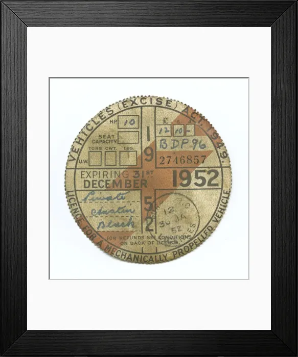 Framed Print : Licence for a mechanically propelled vehicle