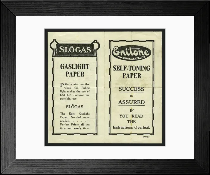 Framed Print : Instruction leaflet for Enitone self-toning paper Framed Print : Instruction leaflet for Enitone self-toning paper