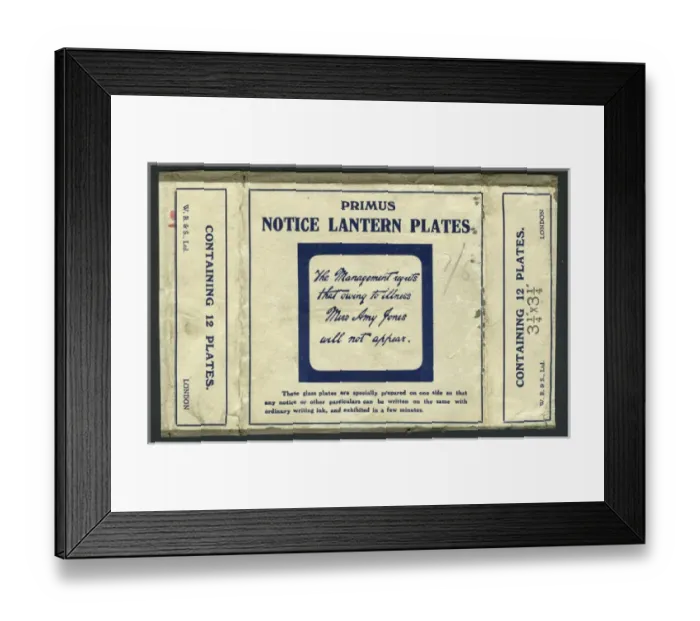 Framed Print : Box, Primus notice lantern plates Framed Print : Box, Primus notice lantern plates