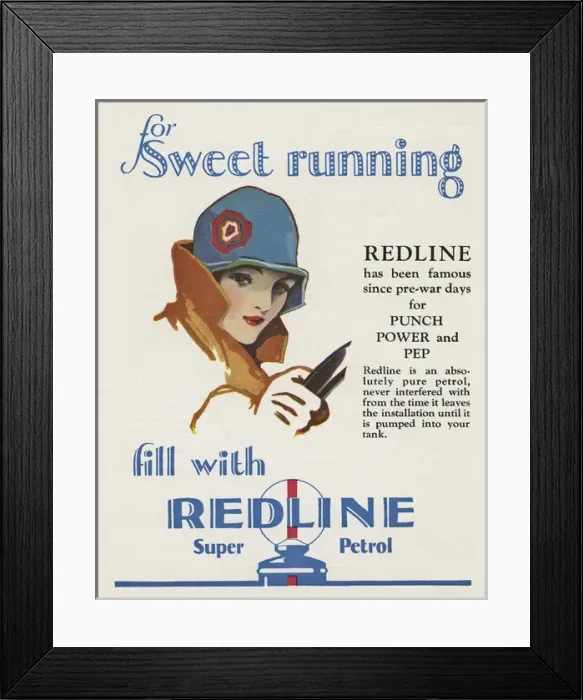 Framed Print : Advertisement for Redline super petrol Framed Print : Advertisement for Redline super petrol