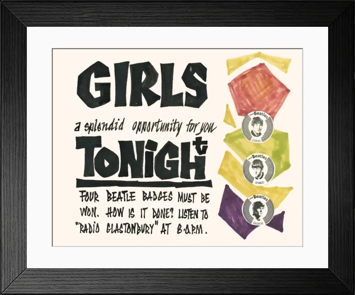 Framed Print : Youth club poster, Beatles night Framed Print : Youth club poster, Beatles night