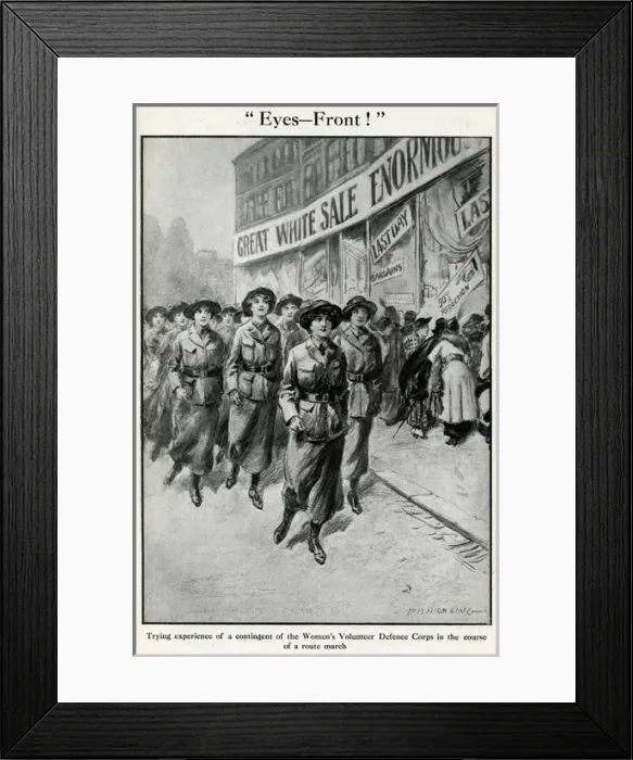 Framed Print : WW1 women volunteers distracted by sales, 1915 Framed Print : WW1 women volunteers distracted by sales, 1915