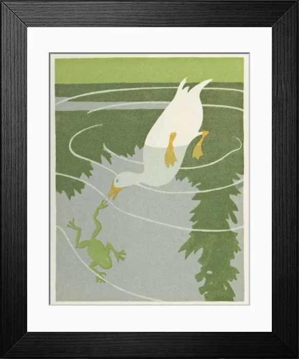 Framed Print : A duck and a frog Framed Print : A duck and a frog
