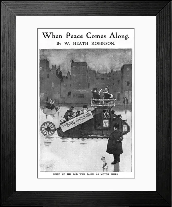 Framed Print : When Peace Comes Along by Heath Robinson, WW1 Framed Print : When Peace Comes Along by Heath Robinson, WW1