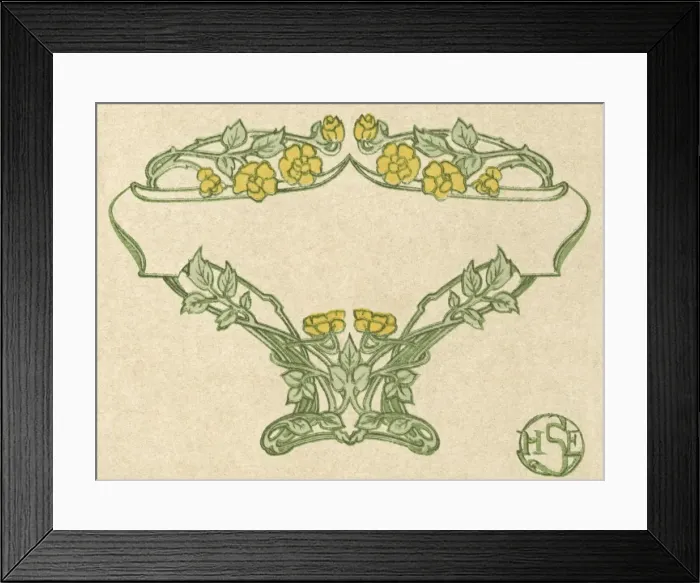 Framed Print : Art nouveau leaf and flower design Framed Print : Art nouveau leaf and flower design