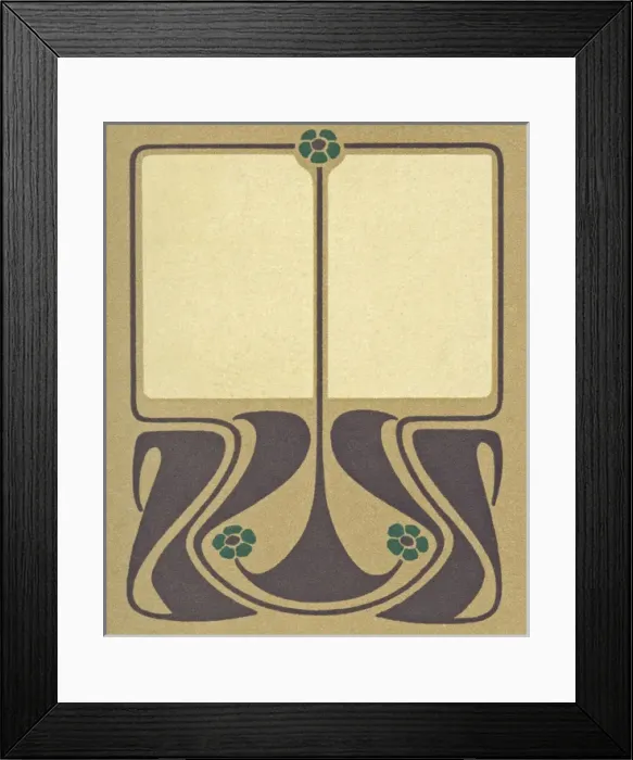 Framed Print : Art nouveau design with green flowers Framed Print : Art nouveau design with green flowers