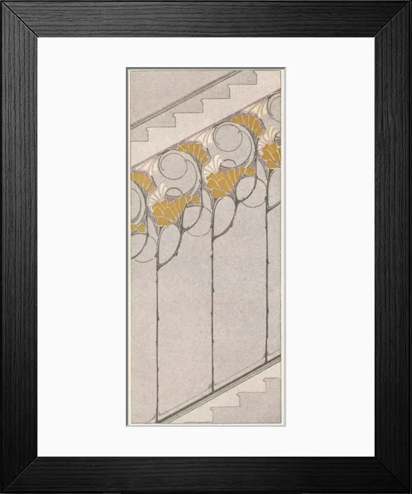 Framed Print : Art nouveau design with staircase effect Framed Print : Art nouveau design with staircase effect