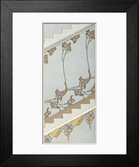 Framed Print : Art nouveau design with staircase effect Framed Print : Art nouveau design with staircase effect